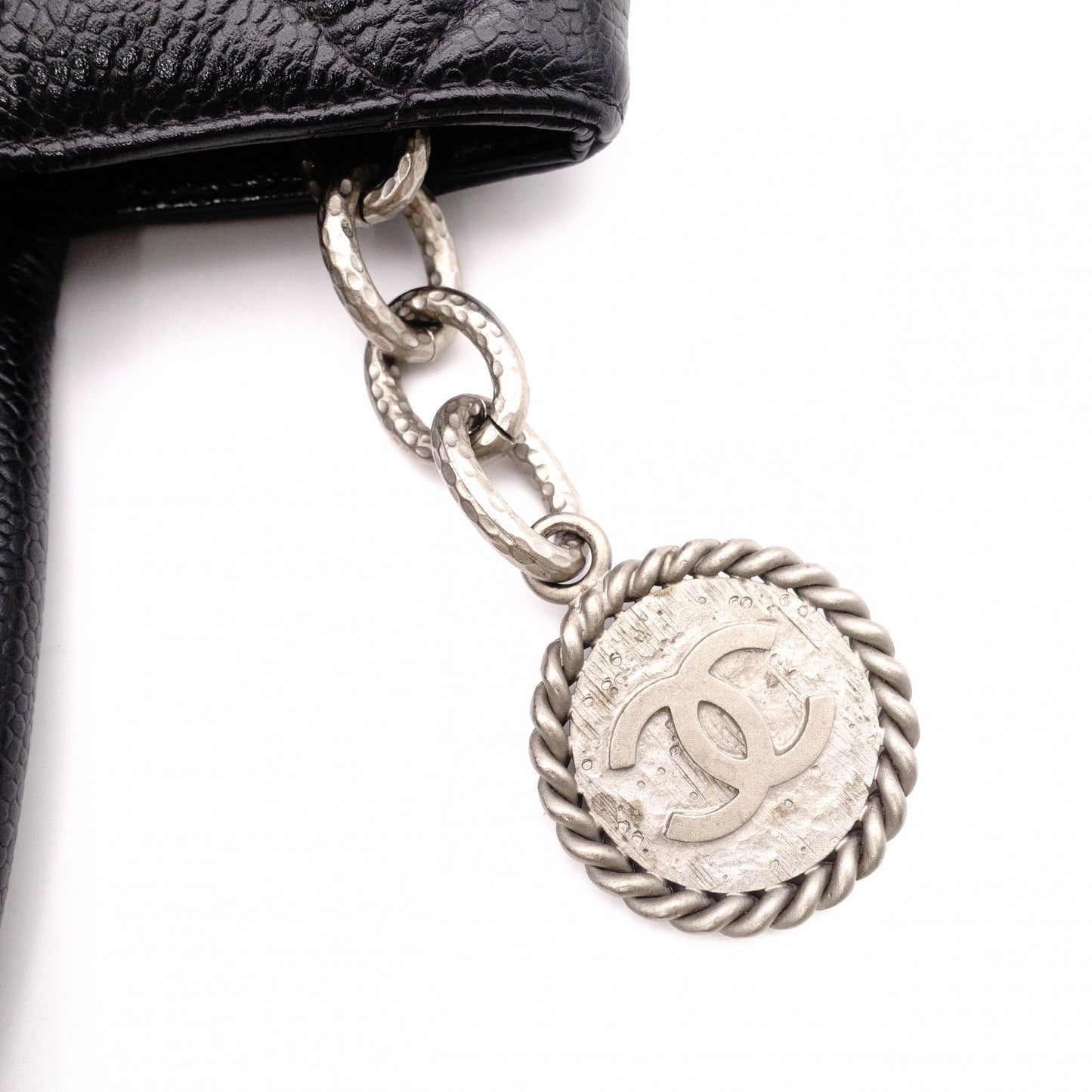 CHANEL Reissue Tote, Caviar Leather, Matelassé Tote Bag, Silver Hardware, Black