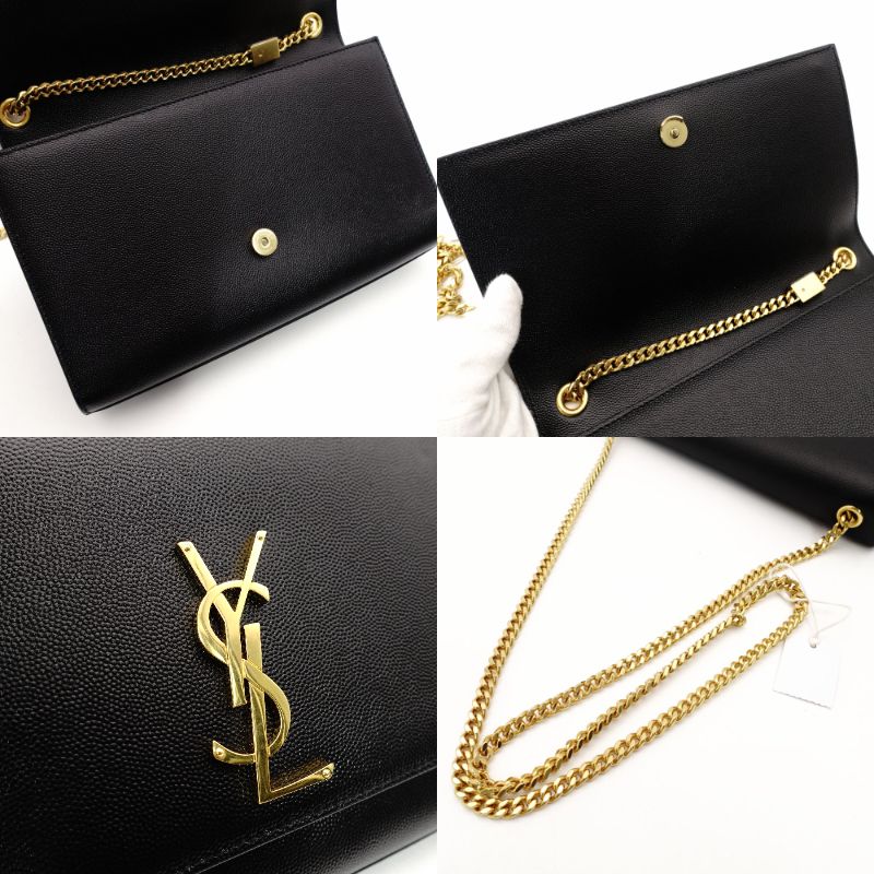 Saint Laurent Kate Medium Chain Shoulder Bag Black Leather Black Gold Hardware Crossbody 7-11-825