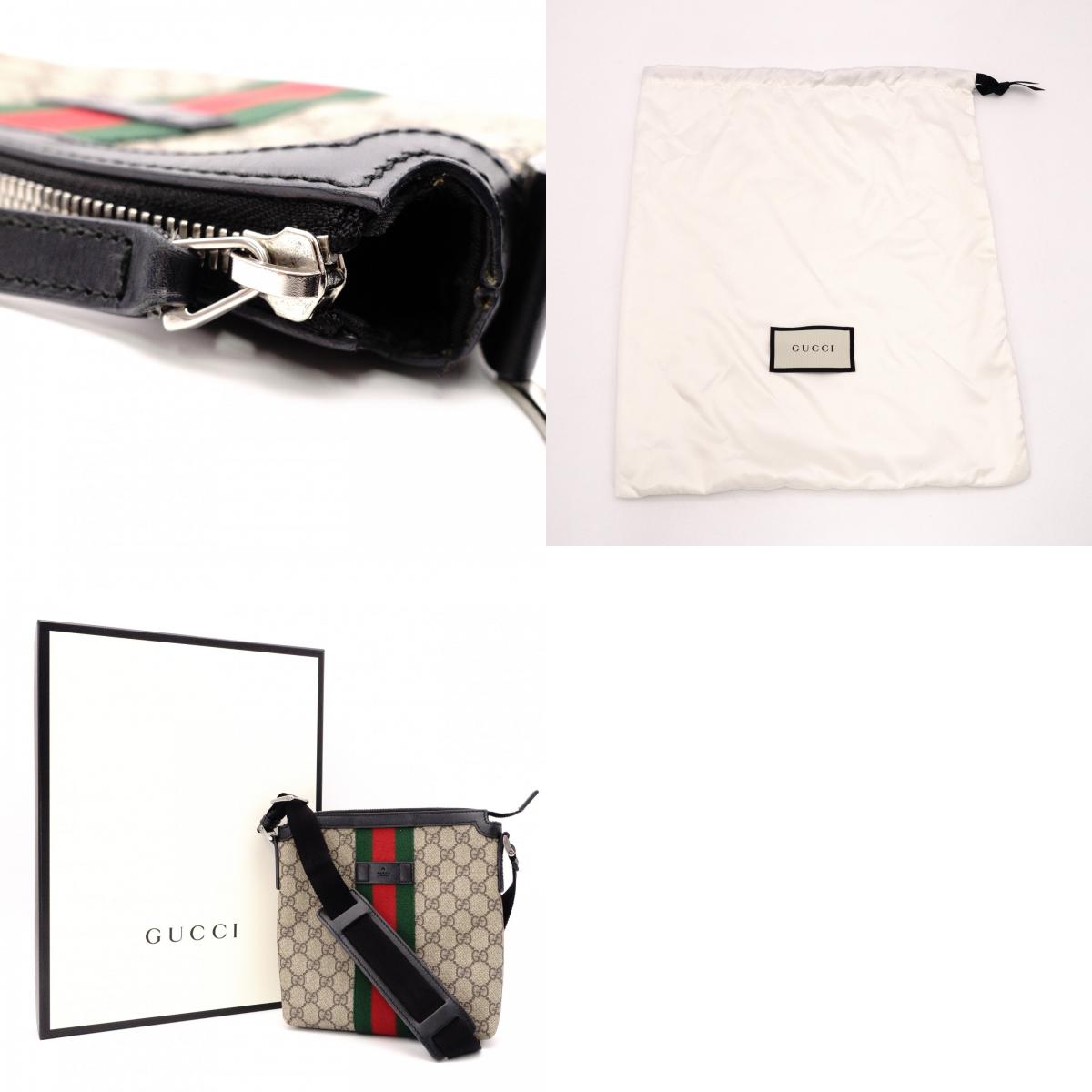 GUCCI GG Supreme Shoulder Bag, PVC and Canvas, Beige, Crossbody