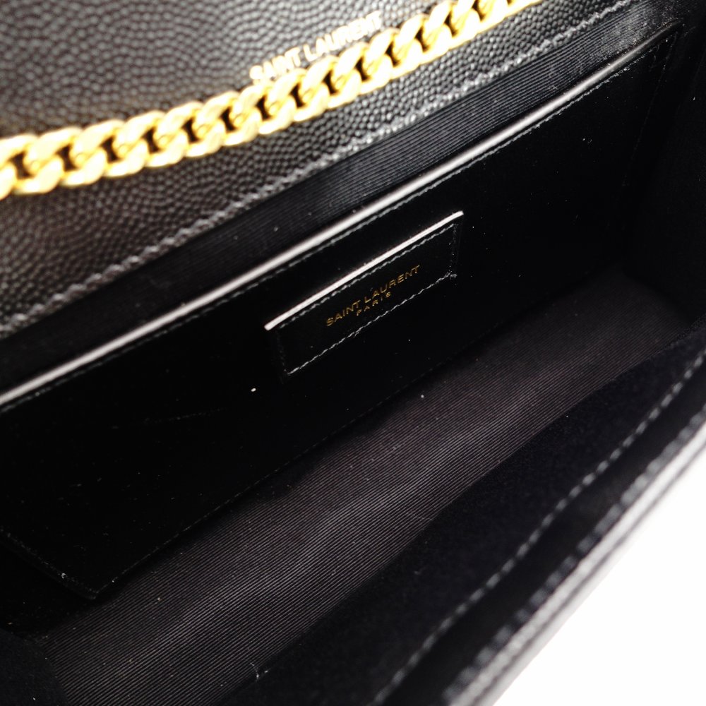 Saint Laurent Kate Medium Chain Shoulder Bag Black Leather Black Gold Hardware Crossbody 7-11-825