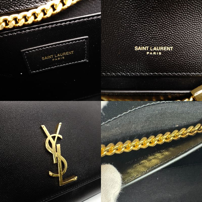 Saint Laurent Kate Medium Chain Shoulder Bag Black Leather Black Gold Hardware Crossbody 7-11-825