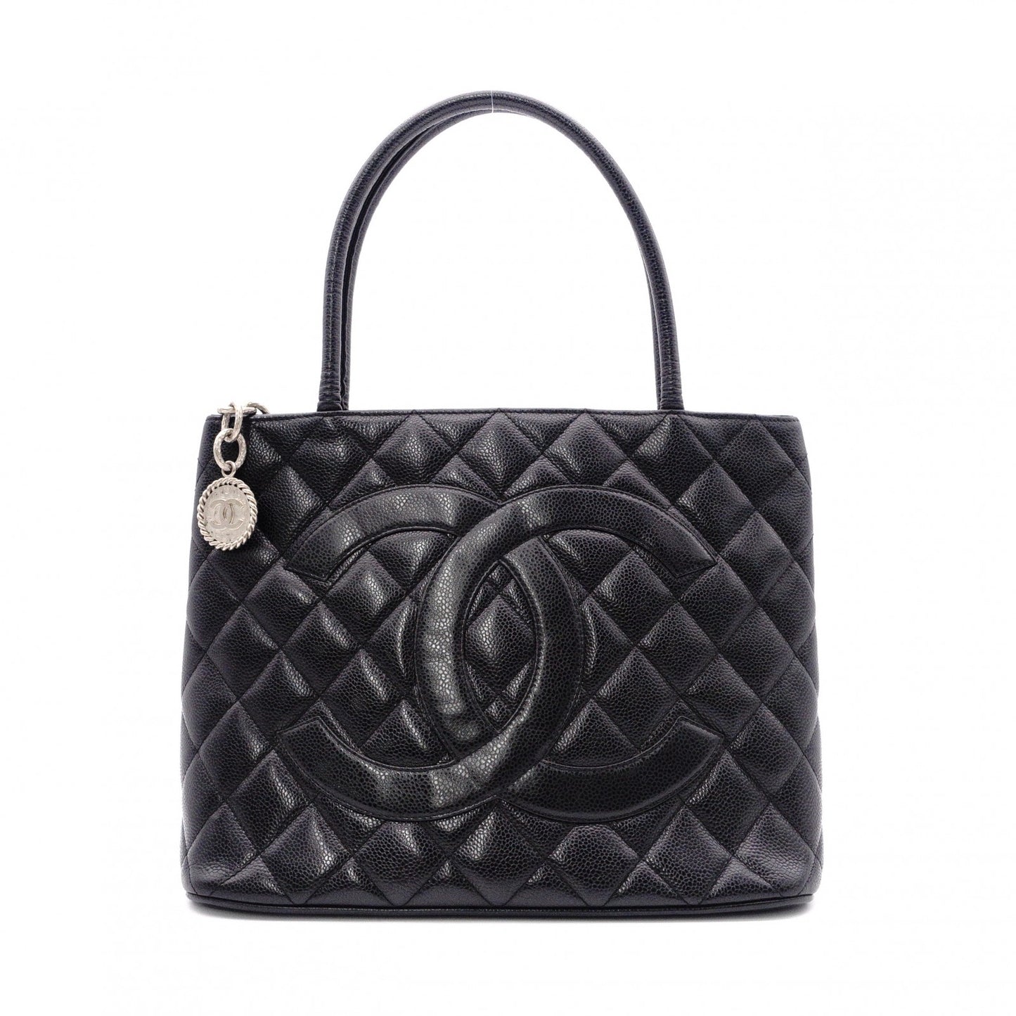 CHANEL Reissue Tote, Caviar Leather, Matelassé Tote Bag, Silver Hardware, Black