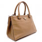 PRADA Cameo Handbag, Leather, Brown, 2-Way Crossbody, Triangle Logo