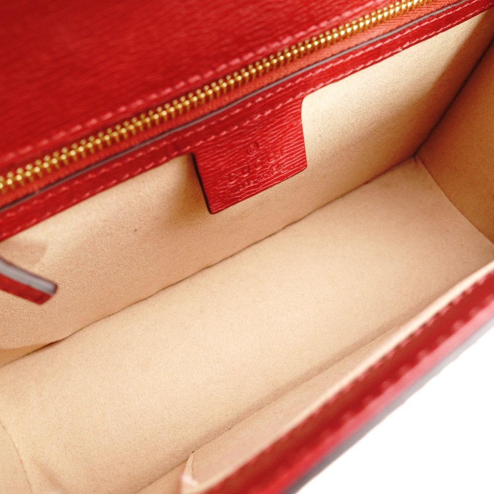 GUCCI Sylvie Bee & Star Shoulder Bag Red Red Leather Gold Hardware Crossbody 7-10-974