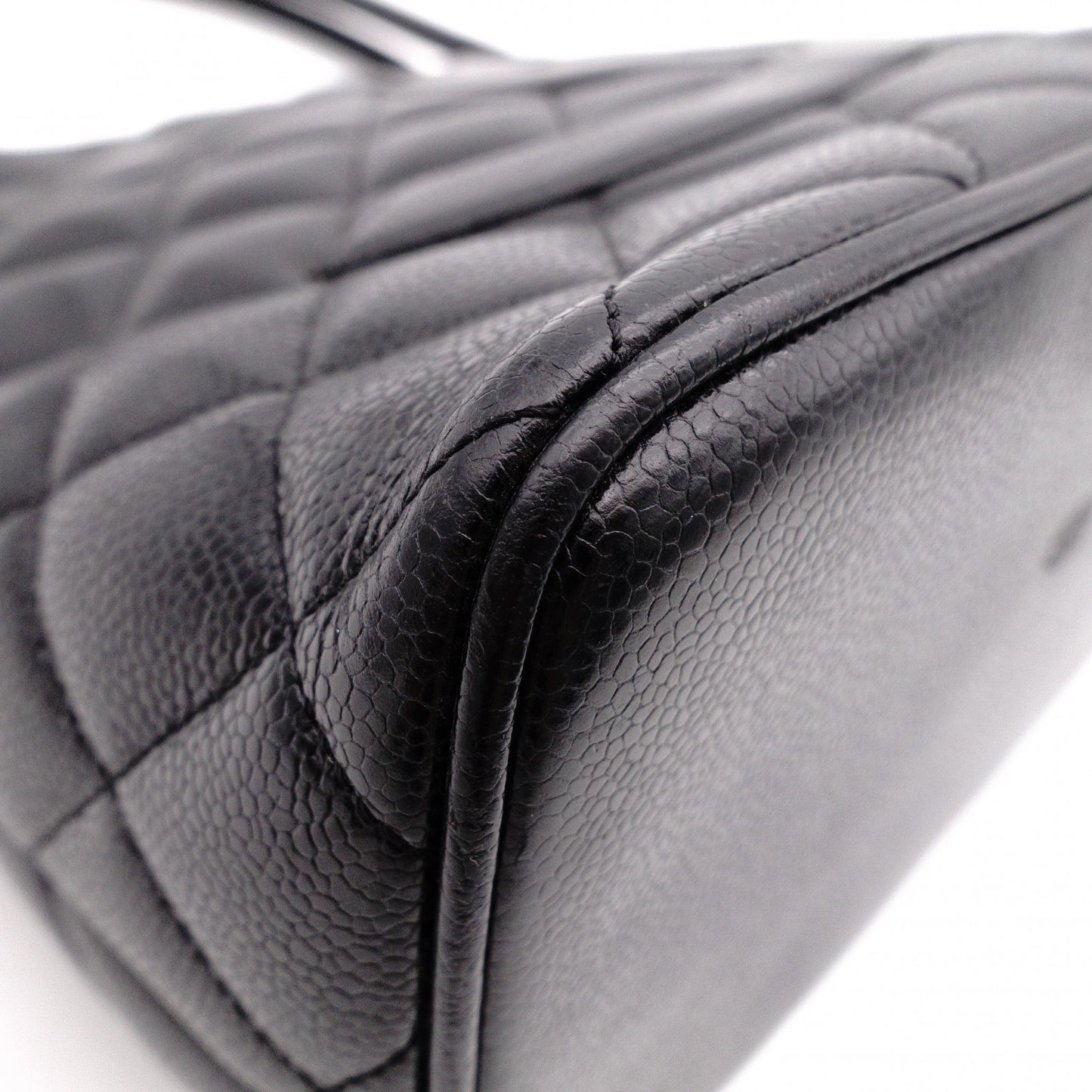 CHANEL Reissue Tote, Caviar Leather, Matelassé Tote Bag, Silver Hardware, Black