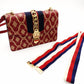 GUCCI Sylvie Bee & Star Shoulder Bag Red Red Leather Gold Hardware Crossbody 7-10-974