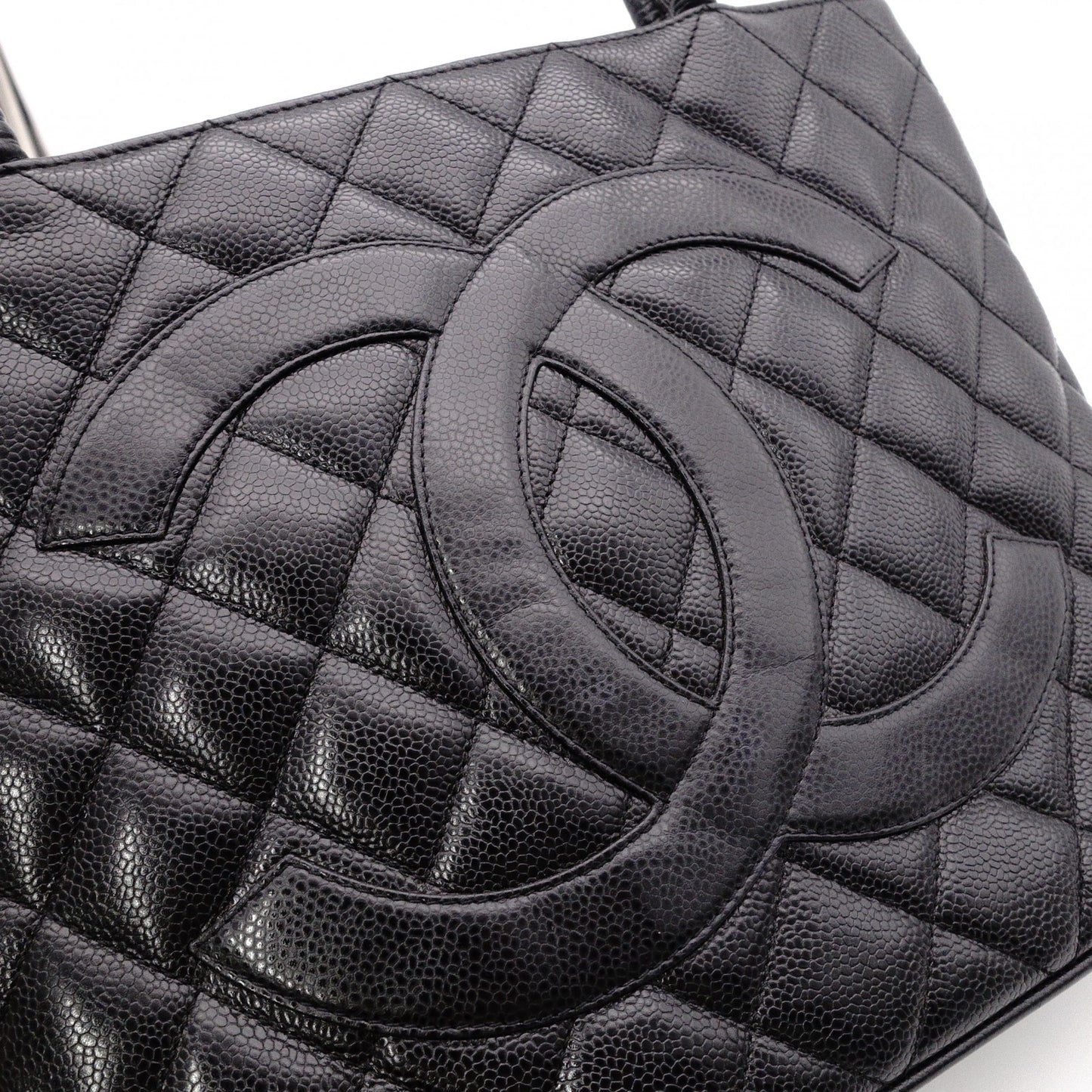 CHANEL Reissue Tote, Caviar Leather, Matelassé Tote Bag, Silver Hardware, Black