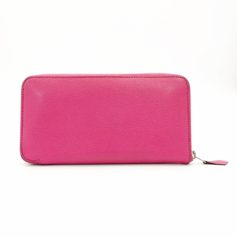 HERMES Azap Long All Leather Chèvre Pink □P Stamped Long Wallet Leather Wallet Women's 7-11-849