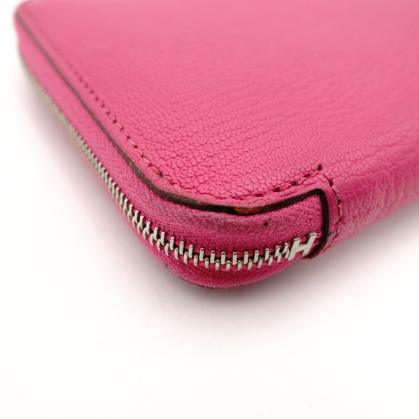 HERMES Azap Long All Leather Chèvre Pink □P Stamped Long Wallet Leather Wallet Women's 7-11-849