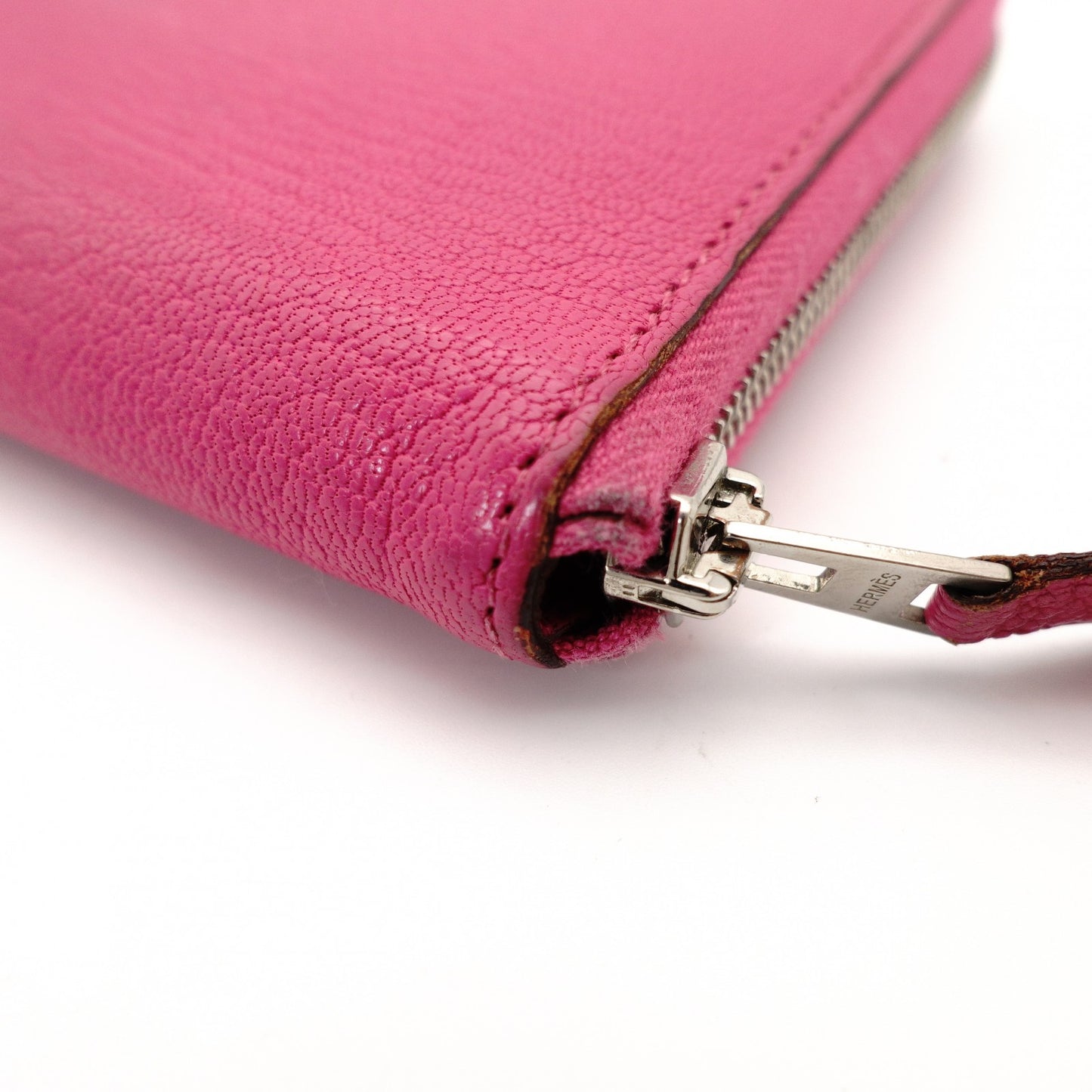 HERMES Azap Long All Leather Chèvre Pink □P Stamped Long Wallet Leather Wallet Women's 7-11-849