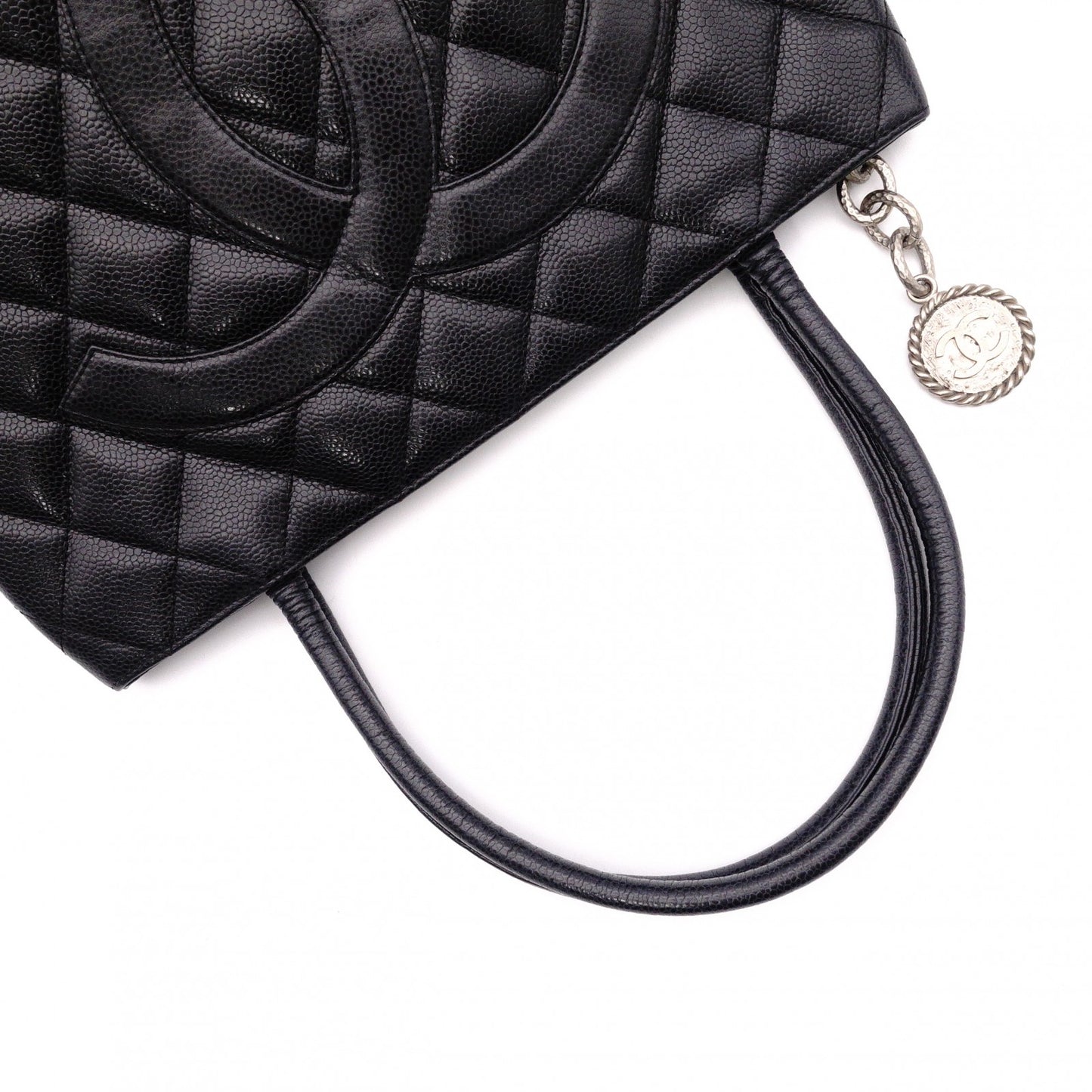 CHANEL Reissue Tote, Caviar Leather, Matelassé Tote Bag, Silver Hardware, Black