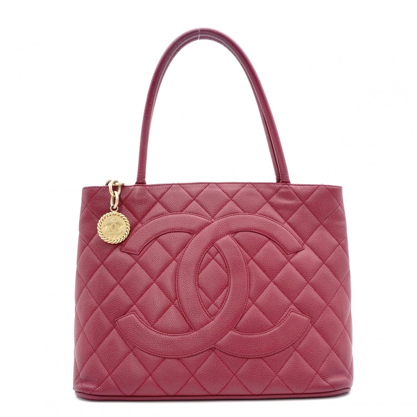 CHANEL Medallion Tote Bag, Caviar Leather , Gold Hardware, Red Tone, Women's