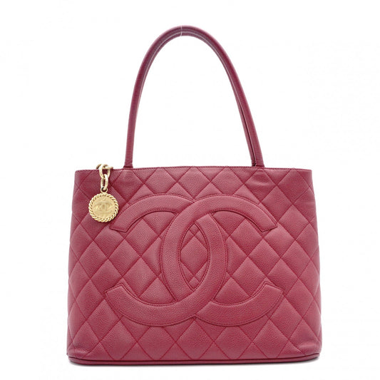 CHANEL Medallion Tote Bag, Caviar Leather , Gold Hardware, Red Tone, Women's