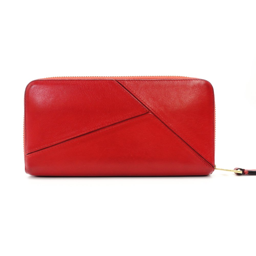 LOEWE Anagram Leather Long Wallet Red Wallet Red Logo Women's 7-10-545