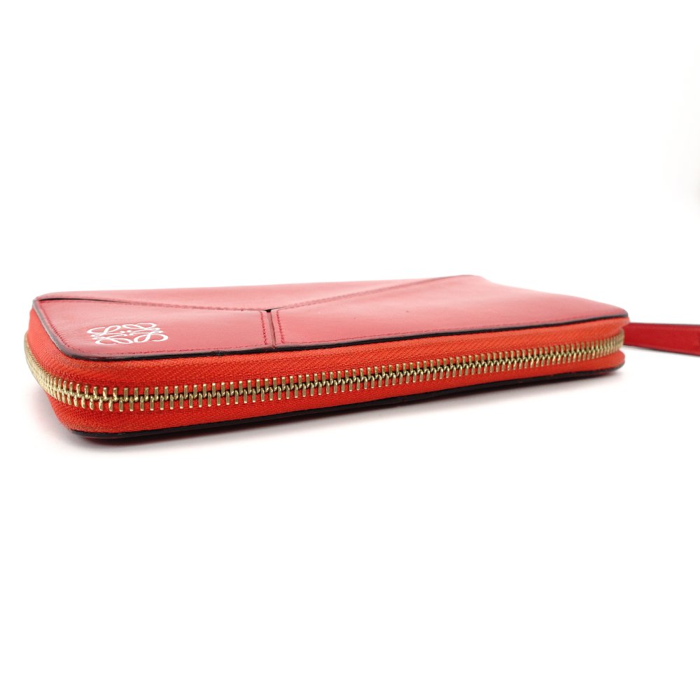 LOEWE Anagram Leather Long Wallet Red Wallet Red Logo Women's 7-10-545