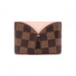 LOUIS VUITTON Damier Ébène Card Case, PVC and Leather, Brown and Pink