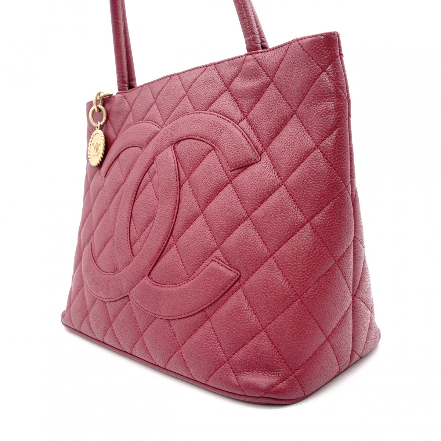 CHANEL Medallion Tote Bag, Caviar Leather , Gold Hardware, Red Tone, Women's