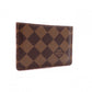 LOUIS VUITTON Damier Ébène Card Case, PVC and Leather, Brown and Pink