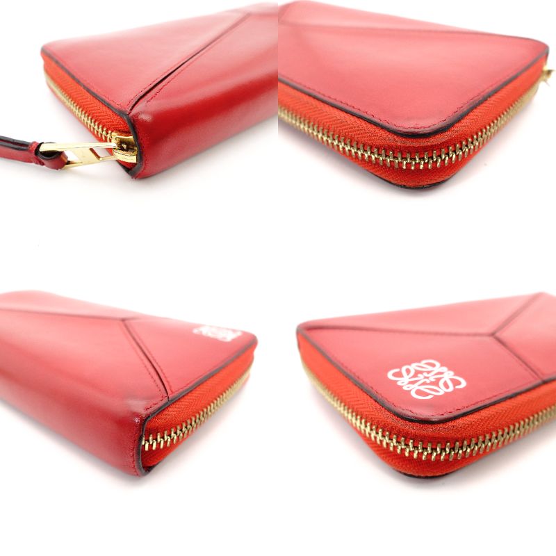 LOEWE Anagram Leather Long Wallet Red Wallet Red Logo Women's 7-10-545