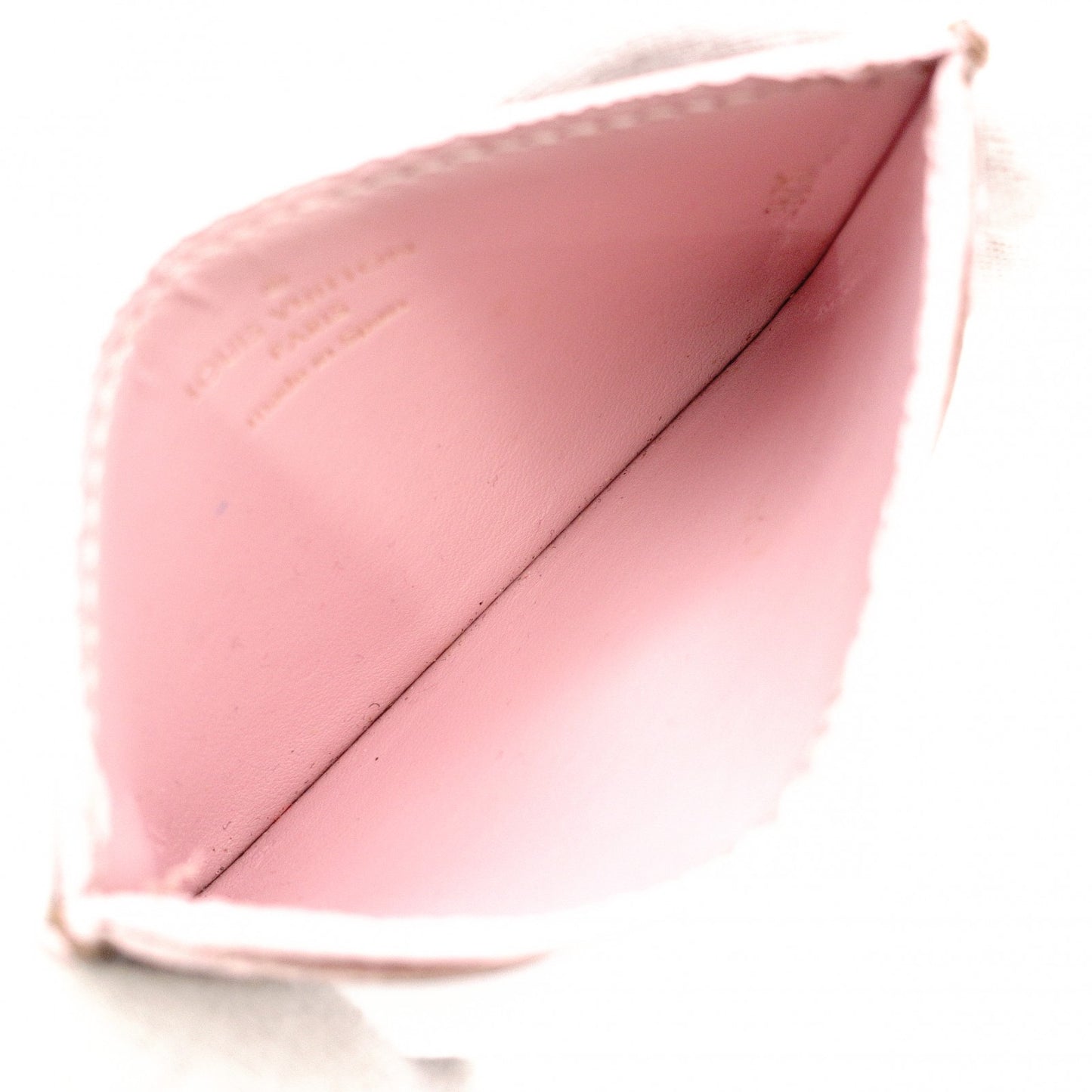 LOUIS VUITTON Damier Ébène Card Case, PVC and Leather, Brown and Pink