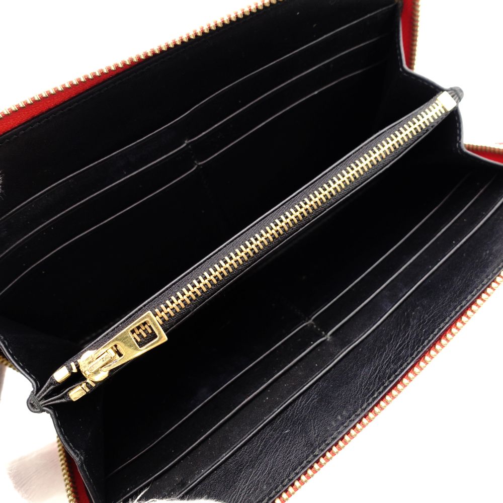 LOEWE Anagram Leather Long Wallet Red Wallet Red Logo Women's 7-10-545