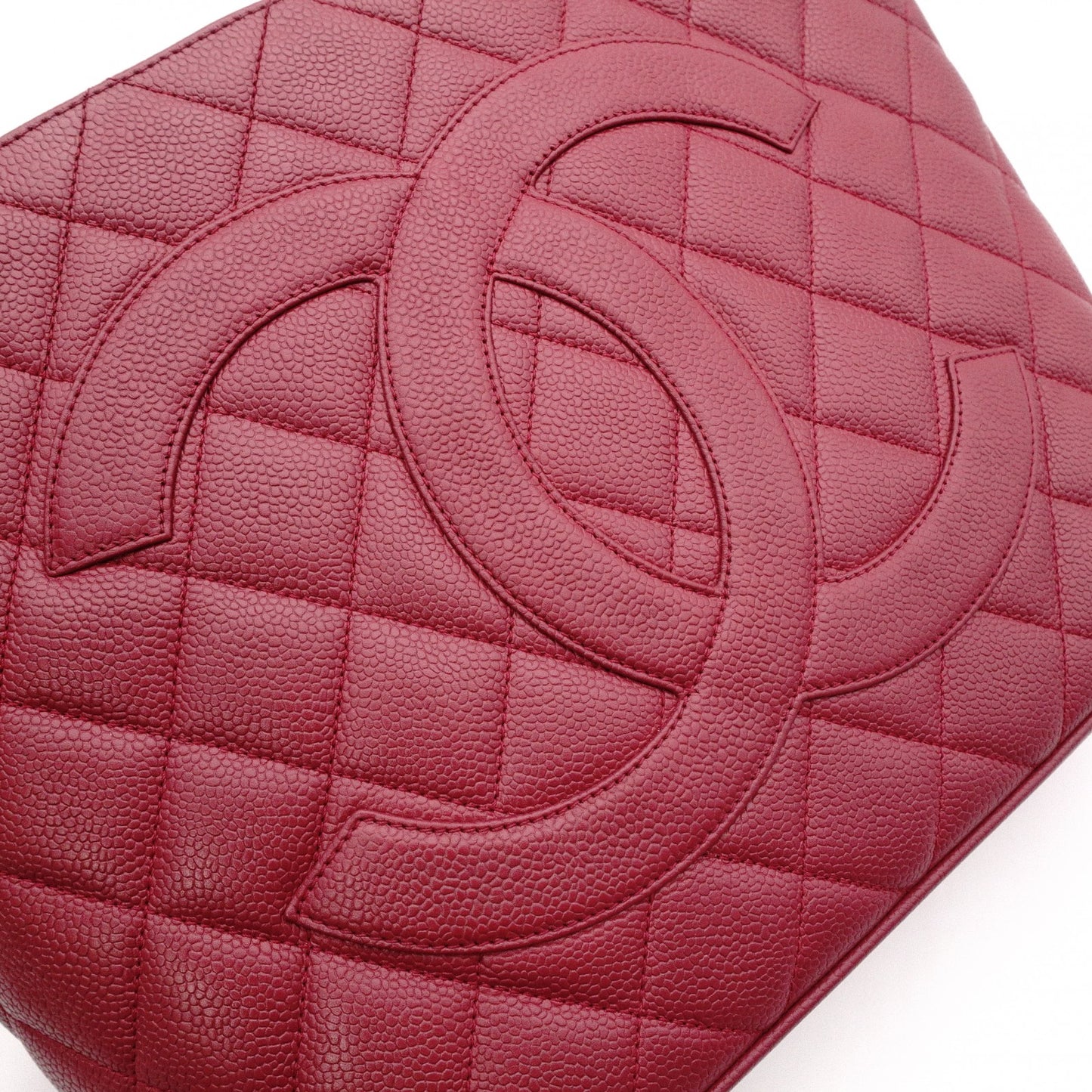 CHANEL Medallion Tote Bag, Caviar Leather , Gold Hardware, Red Tone, Women's