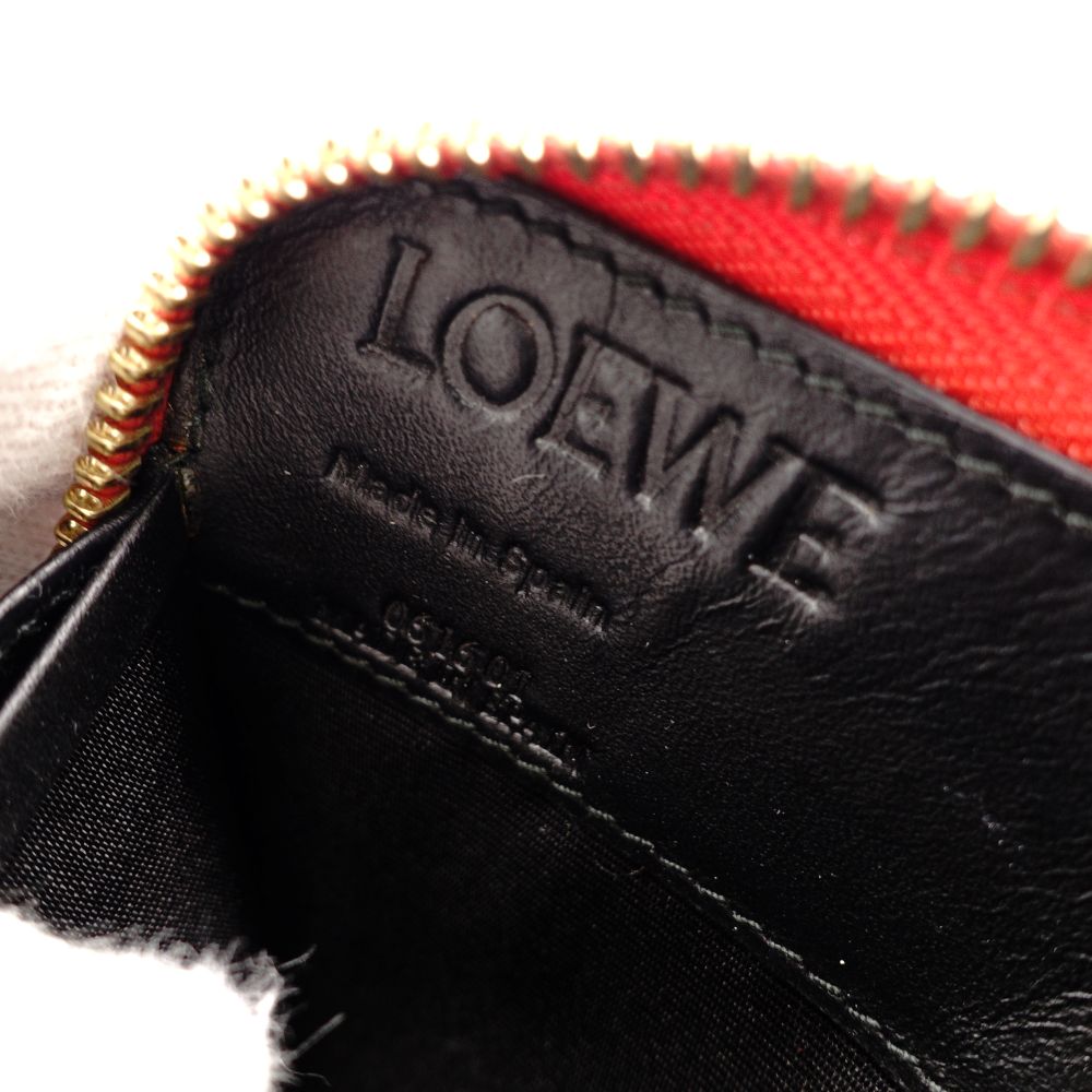 LOEWE Anagram Leather Long Wallet Red Wallet Red Logo Women's 7-10-545