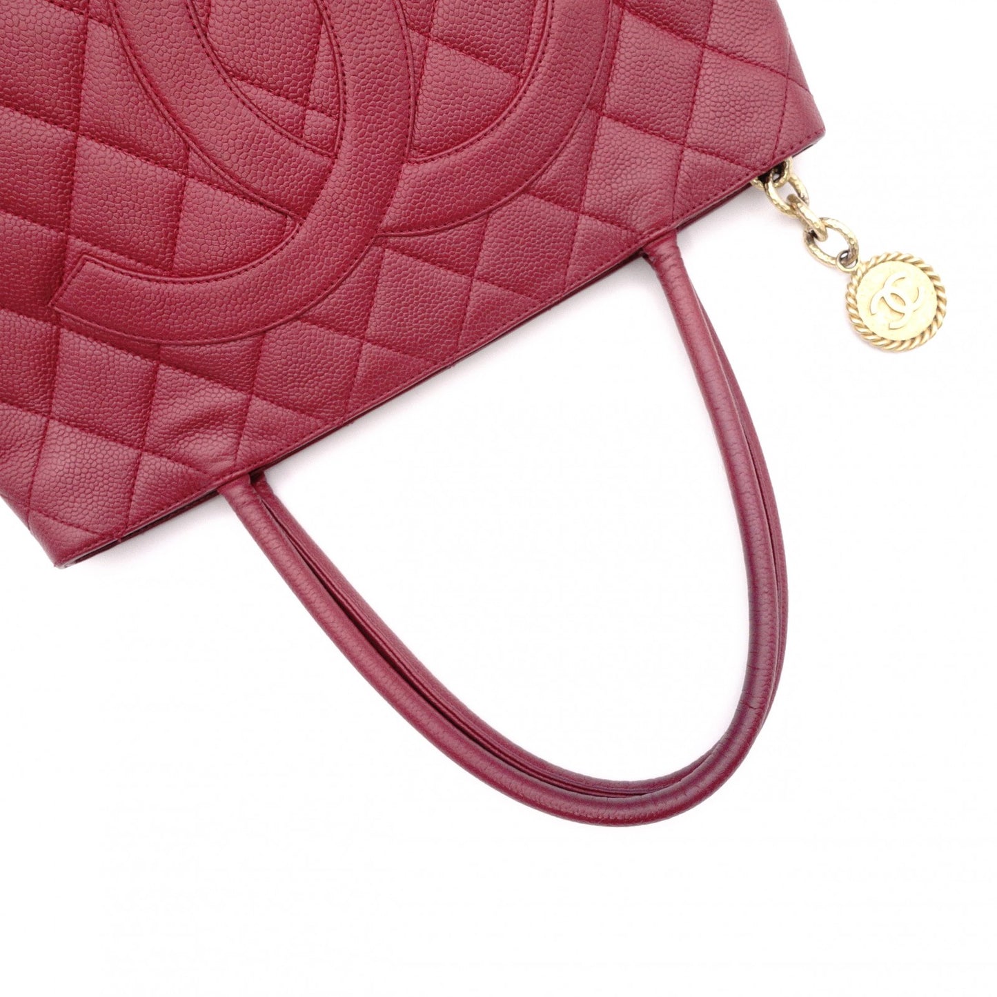 CHANEL Medallion Tote Bag, Caviar Leather , Gold Hardware, Red Tone, Women's