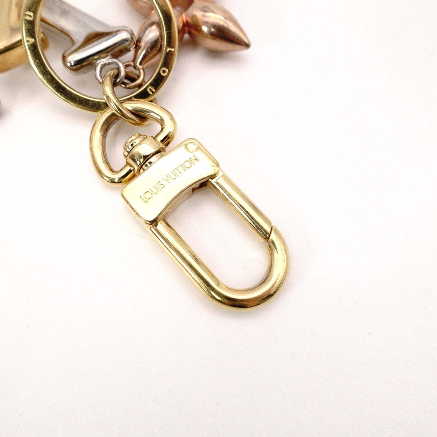 LOUIS VUITTON Key Holder, Metal, Silver, Key Charm, LV