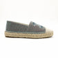 CHANEL Espadrilles Tweed Decacoco CC Logo Blue × Beige Sequins Two-Tone Canvas EU37 Approx. 9.3" 7-11-219