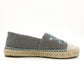 CHANEL Espadrilles Tweed Decacoco CC Logo Blue × Beige Sequins Two-Tone Canvas EU37 Approx. 9.3" 7-11-219