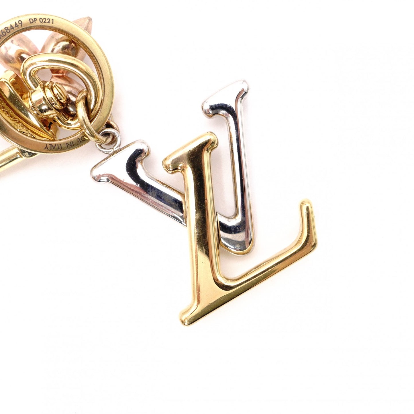LOUIS VUITTON Key Holder, Metal, Silver, Key Charm, LV