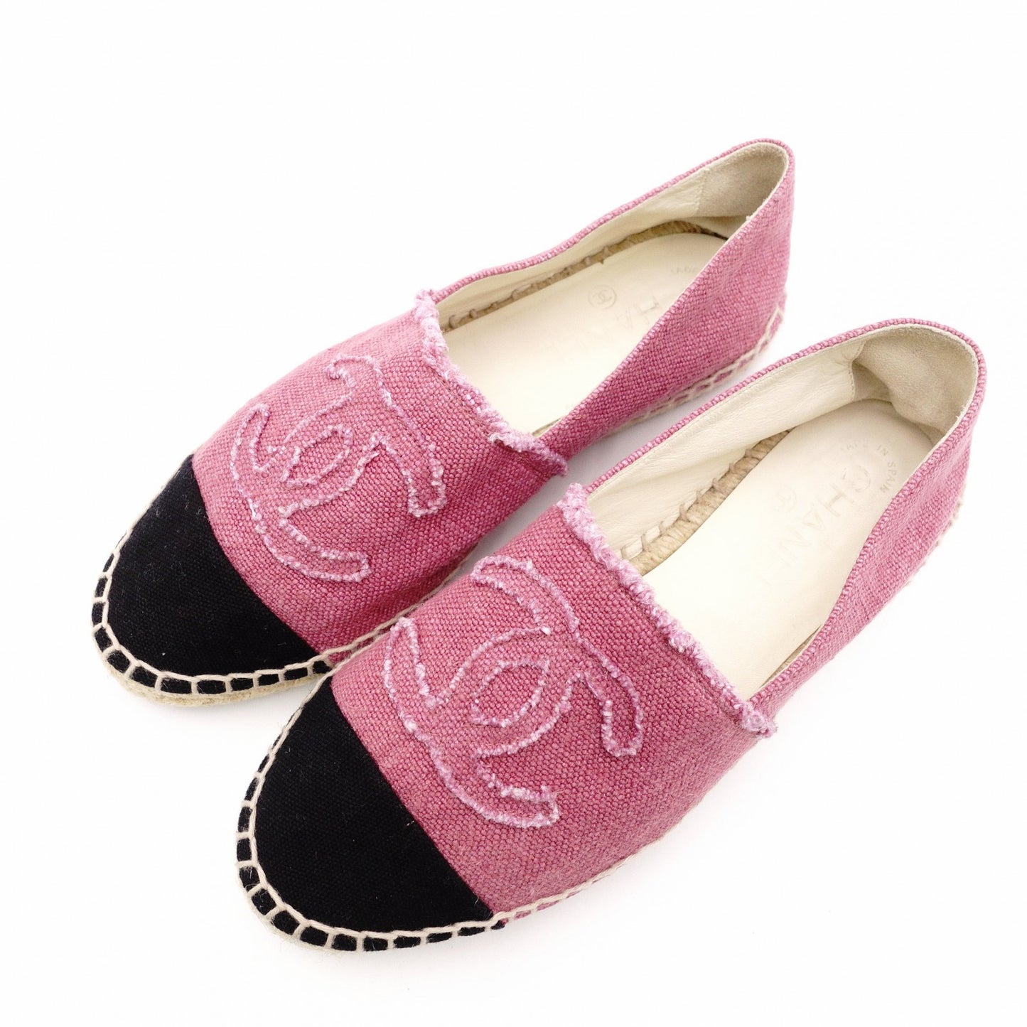 CHANEL Espadrille Slip-On, Cotton, Pink, Size 37
