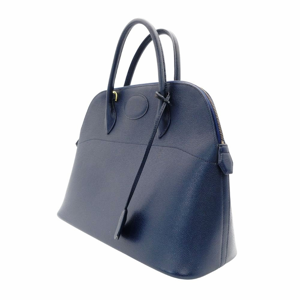 HERMES Bolide 35 Leather Handbag Navy 2-Way 〇Y Stamped Shoulder Strap Gold Hardware 7-7-815