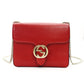 GUCCI Interlocking G Chain Shoulder Bag Red Leather Crossbody 7-10-702