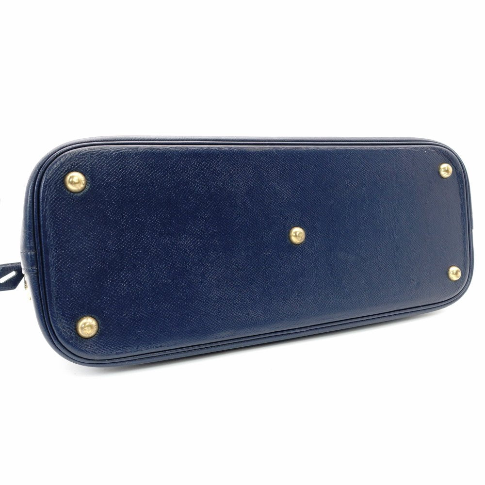 HERMES Bolide 35 Leather Handbag Navy 2-Way 〇Y Stamped Shoulder Strap Gold Hardware 7-7-815