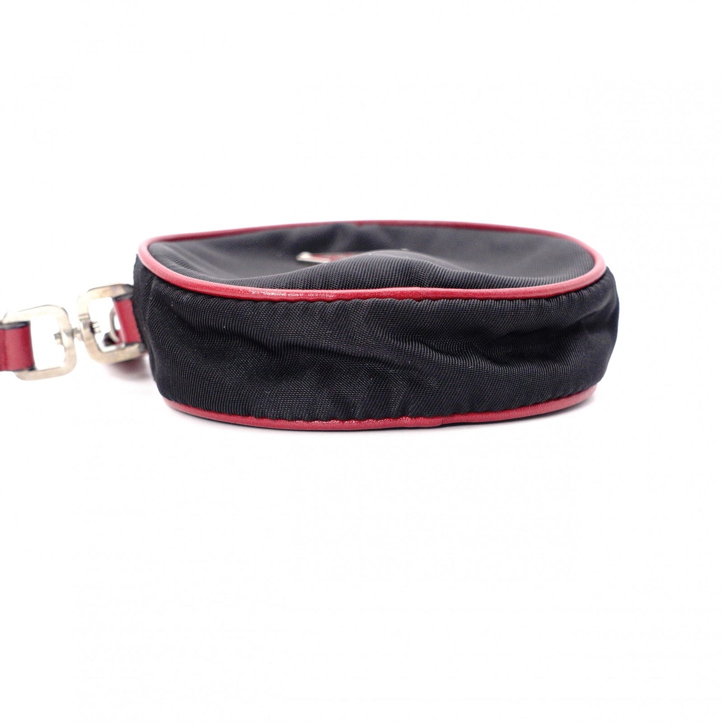 PRADA Coin Pouch, Nylon, Black and Red, Small Accessory Pouch, Triangle Logo