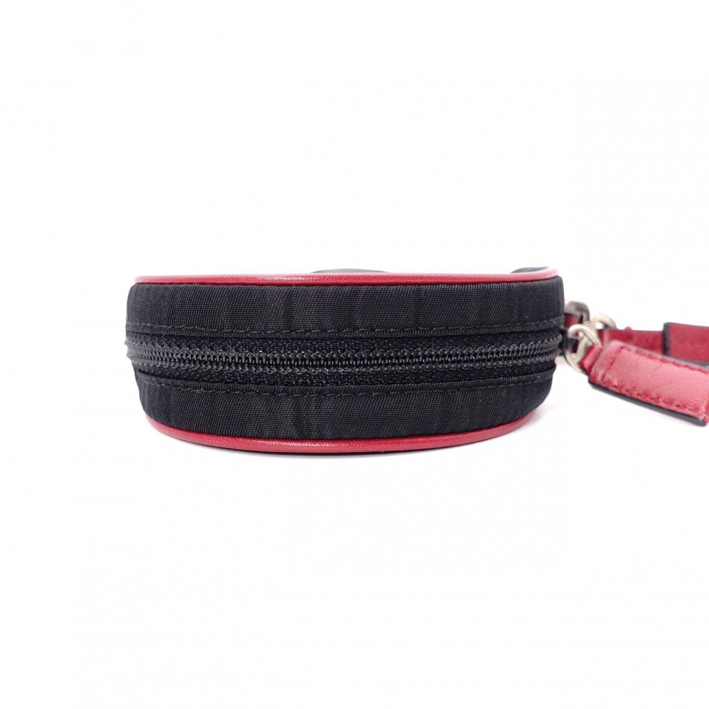 PRADA Coin Pouch, Nylon, Black and Red, Small Accessory Pouch, Triangle Logo