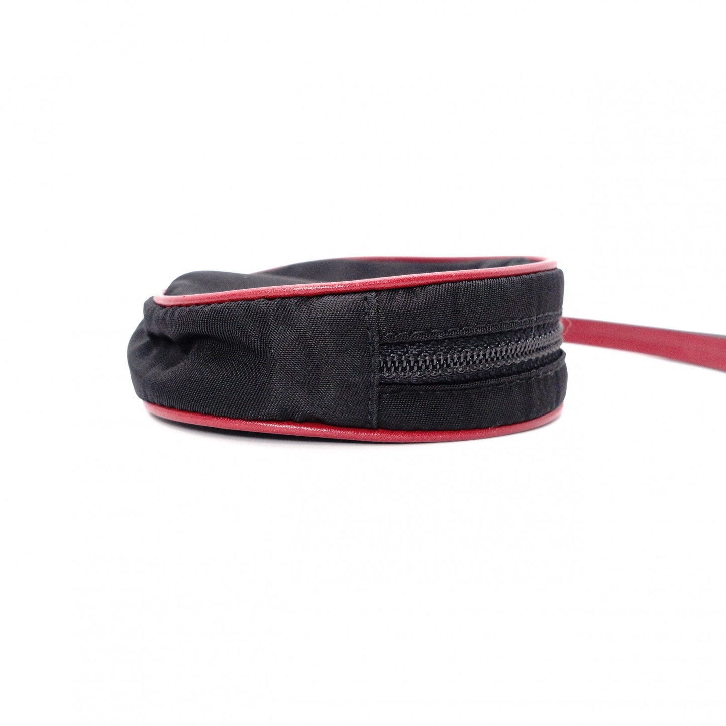 PRADA Coin Pouch, Nylon, Black and Red, Small Accessory Pouch, Triangle Logo