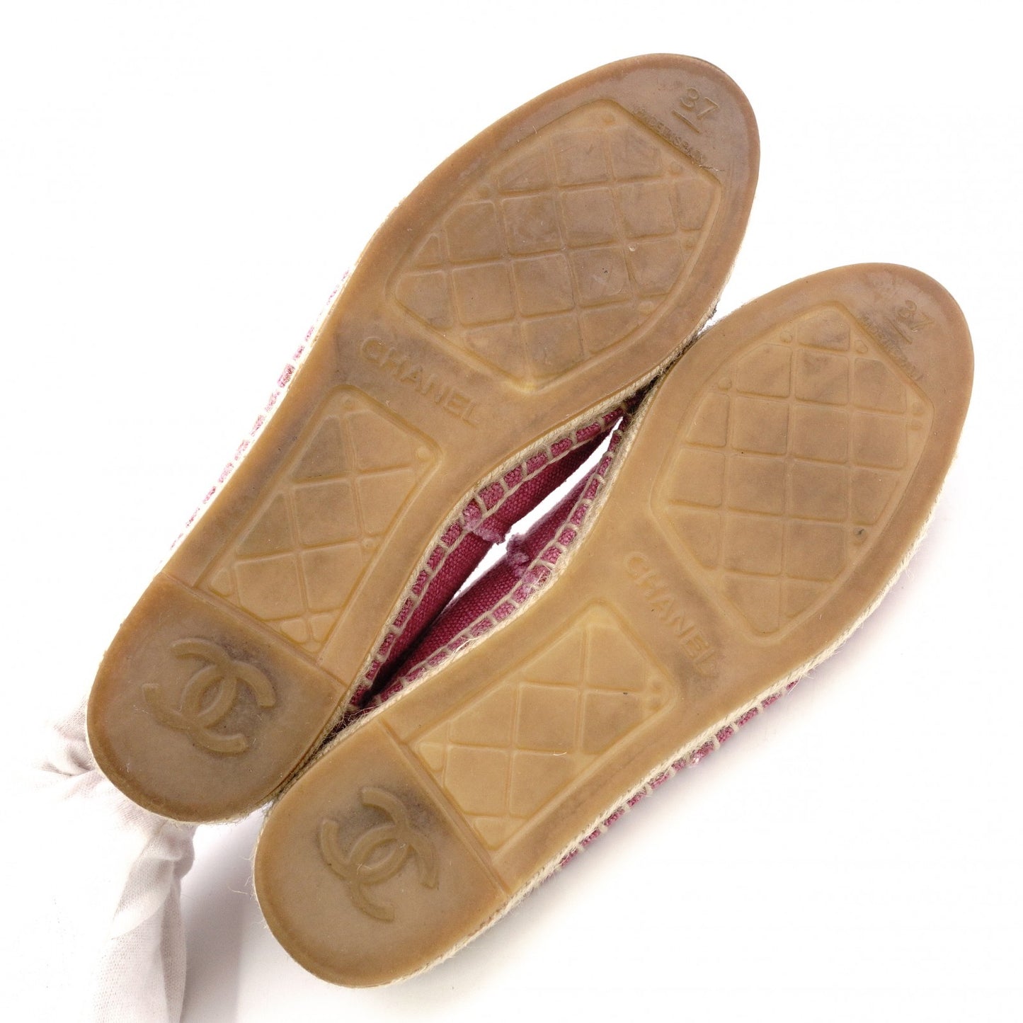 CHANEL Espadrille Slip-On, Cotton, Pink, Size 37