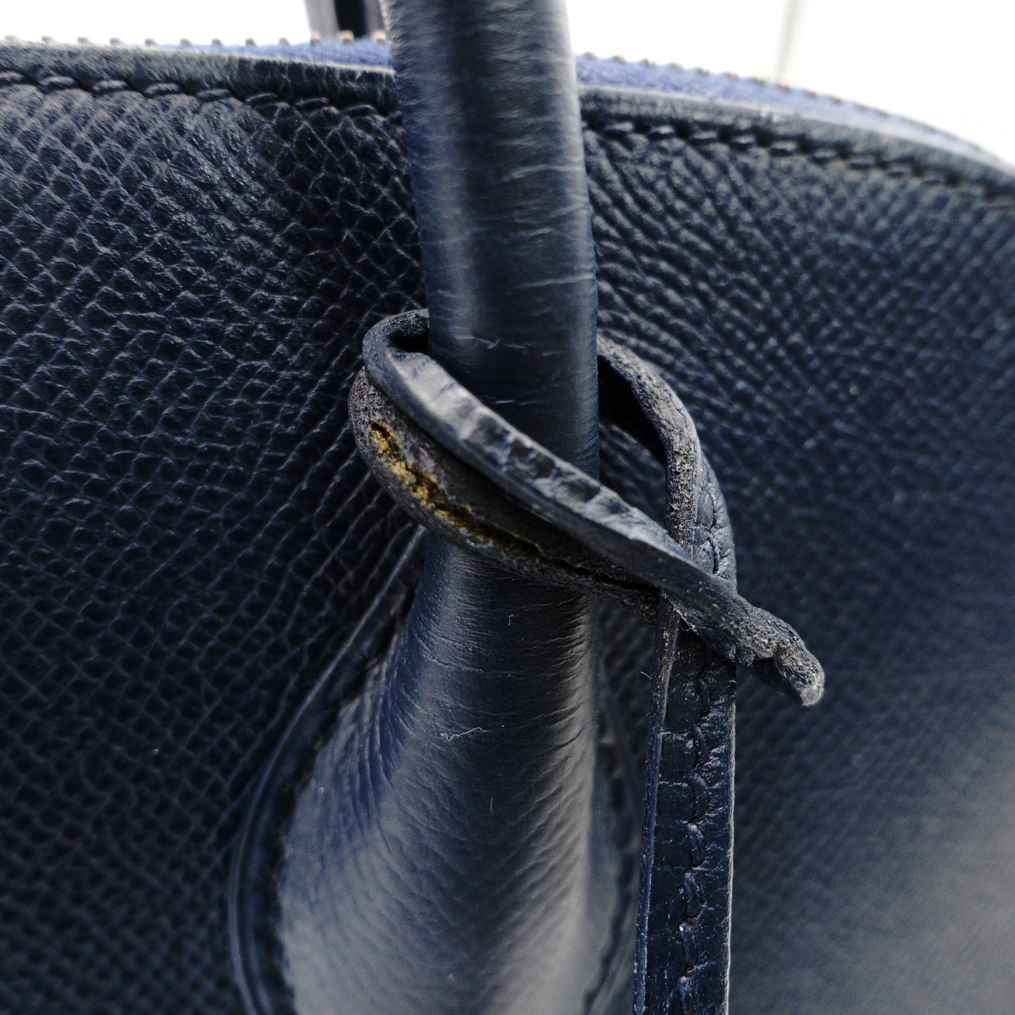 HERMES Bolide 35 Leather Handbag Navy 2-Way 〇Y Stamped Shoulder Strap Gold Hardware 7-7-815