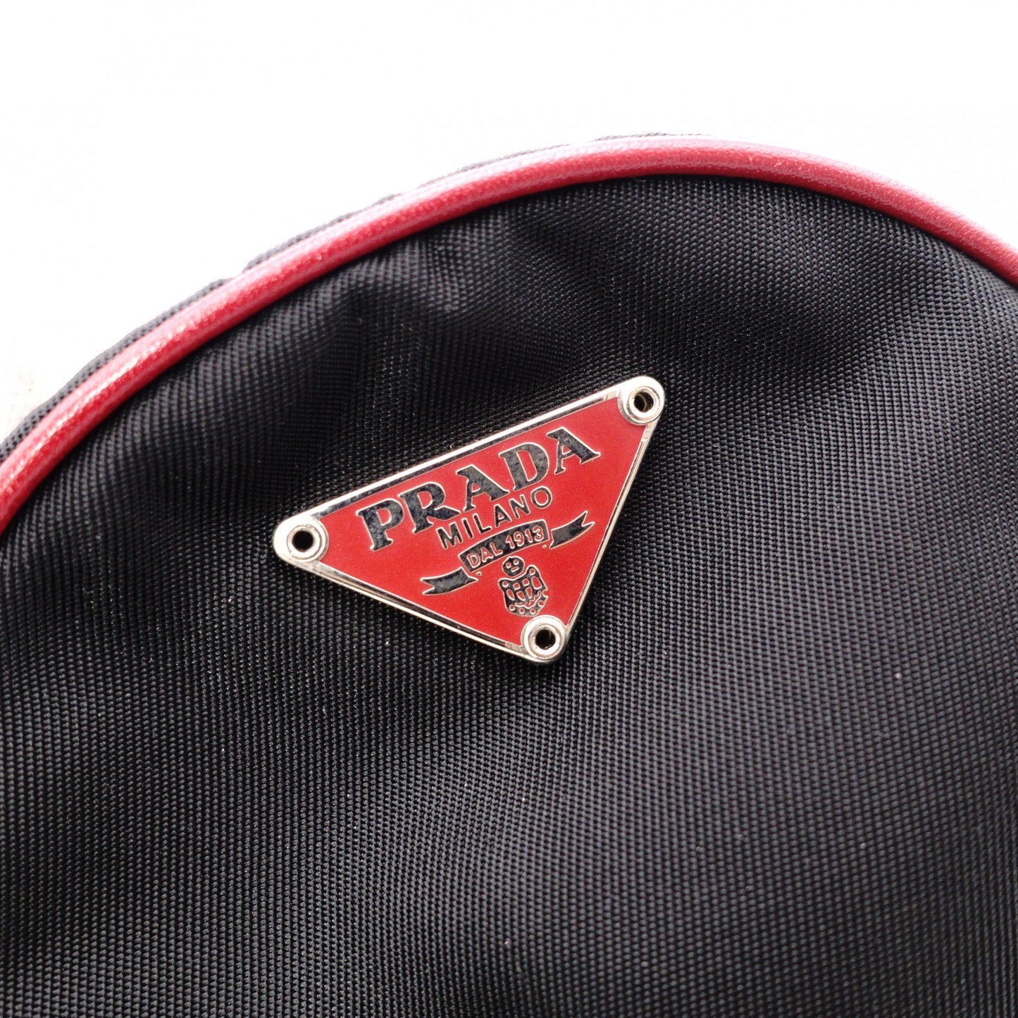 PRADA Coin Pouch, Nylon, Black and Red, Small Accessory Pouch, Triangle Logo