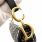 Christian Dior Saddle Bag Oblique Navy × Beige Shoulder Canvas Handbag Leather 7-11-819