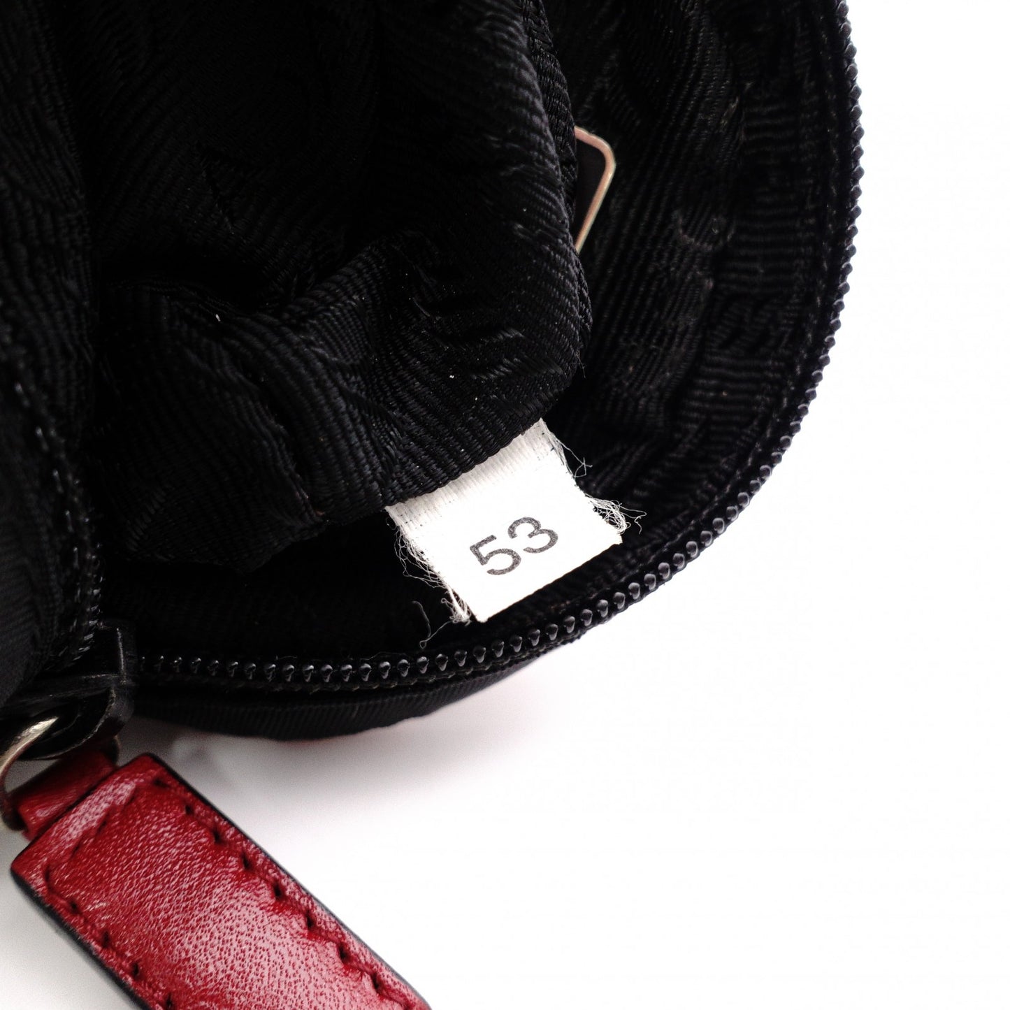 PRADA Coin Pouch, Nylon, Black and Red, Small Accessory Pouch, Triangle Logo
