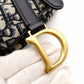 Christian Dior Saddle Bag Oblique Navy × Beige Shoulder Canvas Handbag Leather 7-11-819