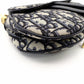Christian Dior Saddle Bag Oblique Navy × Beige Shoulder Canvas Handbag Leather 7-11-819