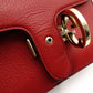 GUCCI Interlocking G Chain Shoulder Bag Red Leather Crossbody 7-10-702