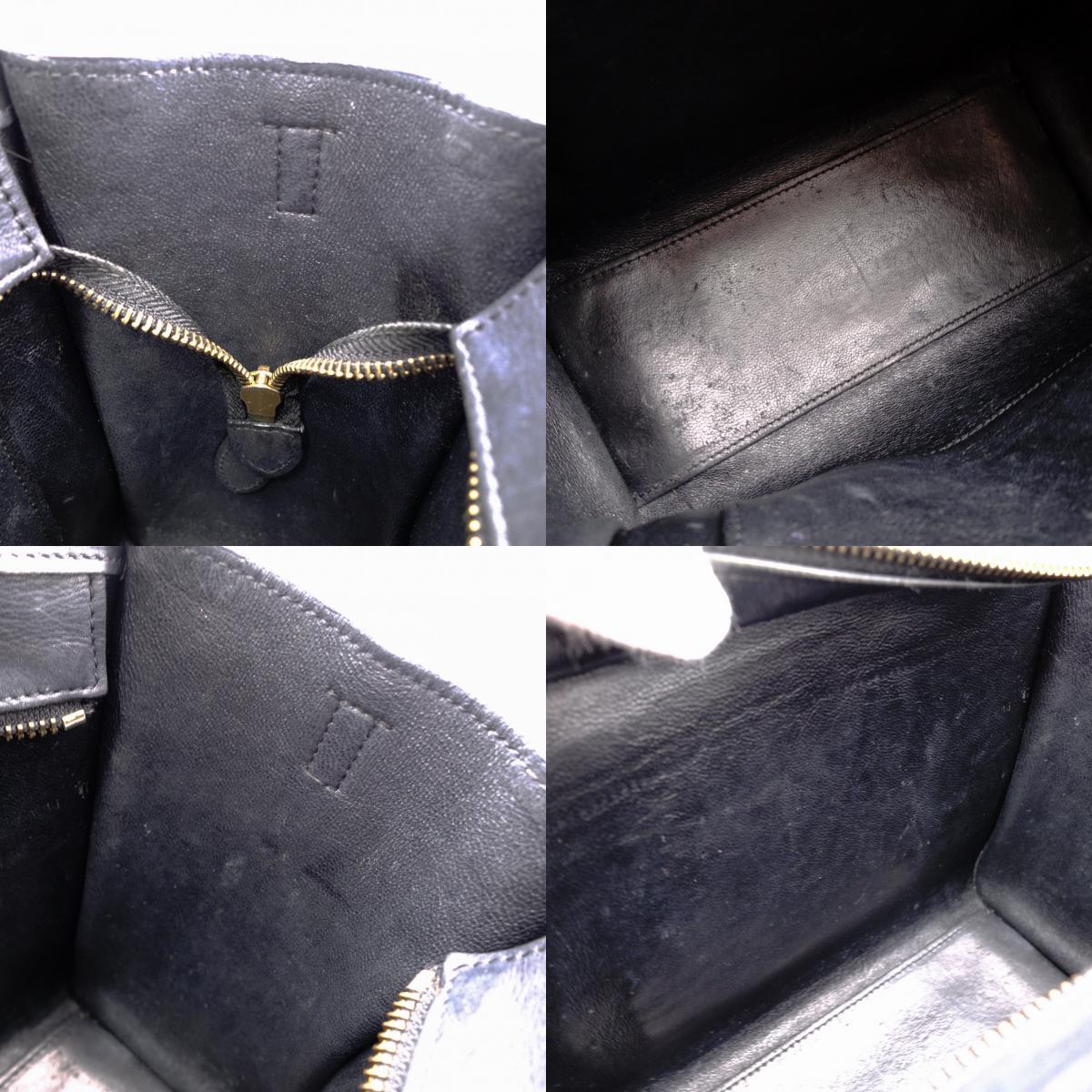 CELINE Luggage Nano Handbag, Leather, Black, 2-Way Crossbody/Shoulder Bag