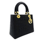Christian Dior Lady Dior Small Handbag Cannage Black Black Nylon Gold Hardware 7-11-781