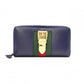 GUCCI Sylvie Long Wallet, Leather, Navy, Women's